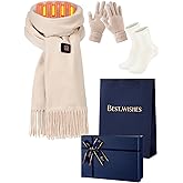 Yalikop 4 Pcs Heated Scarf for Women Men Warm Socks Touchscreen Winter Gloves with Gift Box(Battery Pack Not Included)
