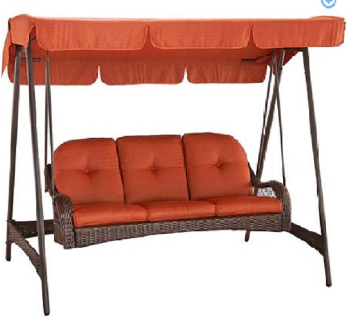 3 Person Seater Outdoor Swing All Weather Wicker with Canopy Top