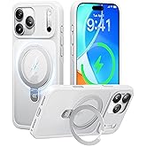 CASEKOO Ultra-Magnetic Stand for iPhone 17 Pro Max Case [Military Drop Protection] [Compatible with MagSafe] Shockproof Translucent Matte Slim Ring Holder Case for iPhone 17 ProMax 6.9", White