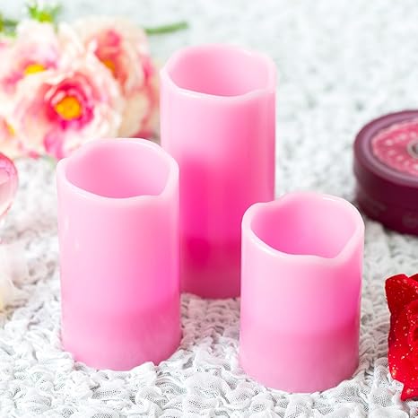 Amazon Co Jp システムk キャンドルライト Ledキャンドル 3本セット バニラの香り 本物のような灯り ピンク ホーム キッチン