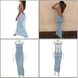 RARITYUS Women Maxi Dress Sexy Backless Draped