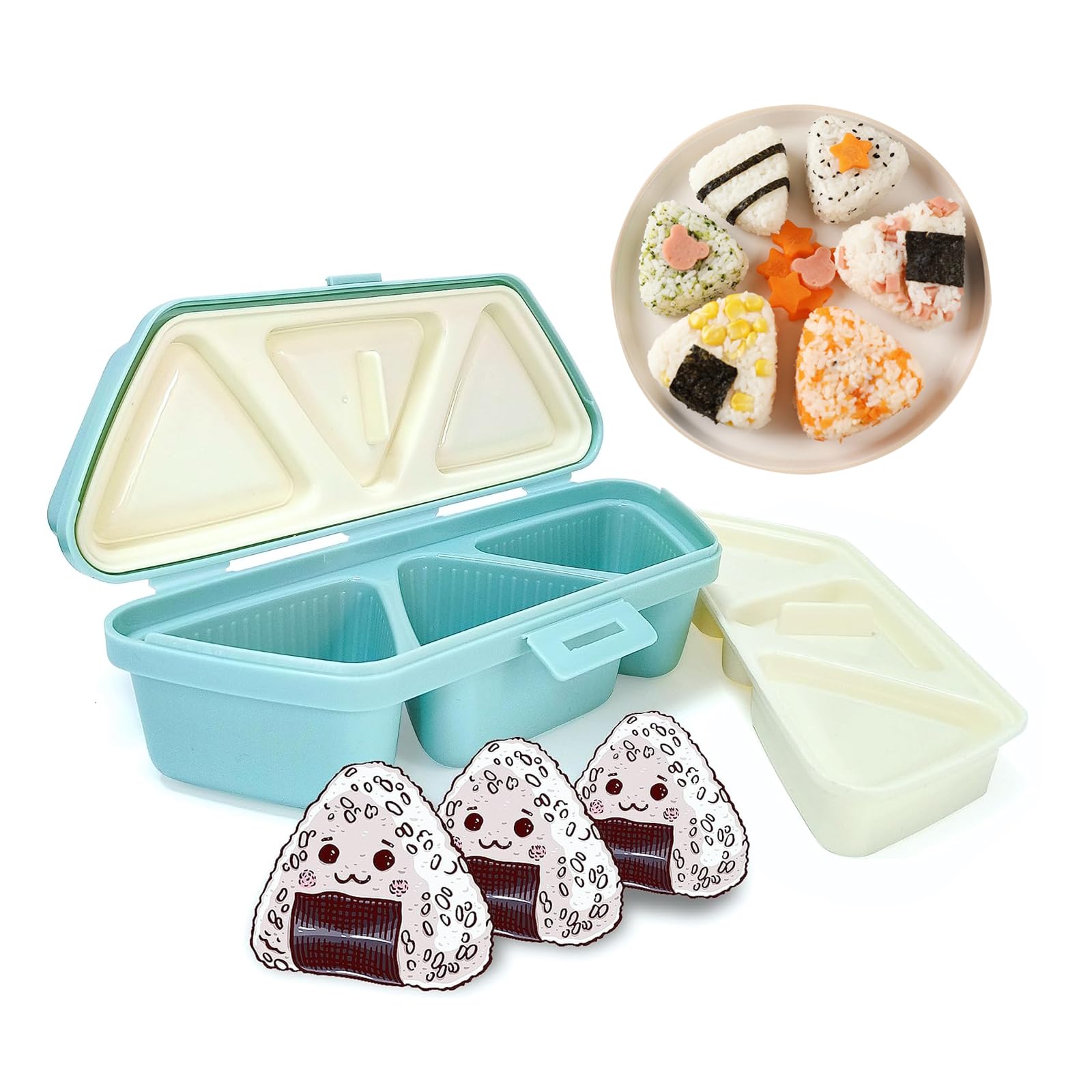 HHONGDU 6 in 1 Onigiri Mold Triangle Sushi Mold Multifunctional Rice Ball Mold for Triangular Onigiri Rice Ball Starter Kits