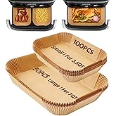 Eslotre Air Fryer Liners Disposable 150Pcs for Ninja Foodi DZ071 7-Qt/11-Qt/Instant 9 Qt Dualzone Flex Basket, 100Pcs Small L
