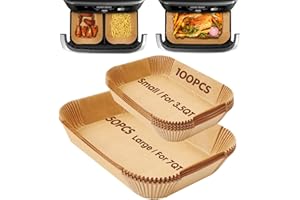 Eslotre Air Fryer Liners Disposable 150Pcs for Ninja Foodi DZ071 7-Qt/11-Qt/Instant 9 Qt Dualzone Flex Basket, 100Pcs Small L