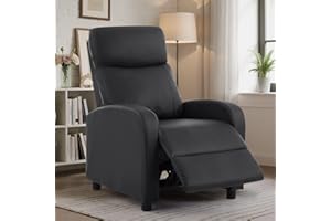 Korser Push Back Modern Recliner Chair, Leather Armchair Push Back Recliner with Footrest, Single Reclining Sofa Chair, Home 