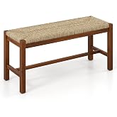 Giantex 40" Dining Bench with Woven Seagrass Woven Seat, Rubber Wood Legs, 350 Lbs Capacity, 40" x 14" x 18" Entryway Bench for End of Bed, Dining Room, Hallway, Living Room, Bedroom, Entry (1)