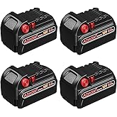 Abeden 18v Battery 4Packs Replacement for Milwaukee M18 Battery 5000mh,High-Capacity Batteries Compaitble with Milwaukee Tools and Charger Black