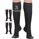 (3 Pairs) Sheer Short Length Compression Socks for Women 20-30mmHg - Graduated Knee High Support Stockings for Circulation - A406