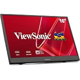 ViewSonic VA1653 16 Inch 1080p Portable Monitor, FHD IPS External Screen | USB C, Mini HDMI, Eye Care, Built In Stand, Protective Case, Mac, PC, Gaming Console, Anti Glare, Lightweight, Ready For Work