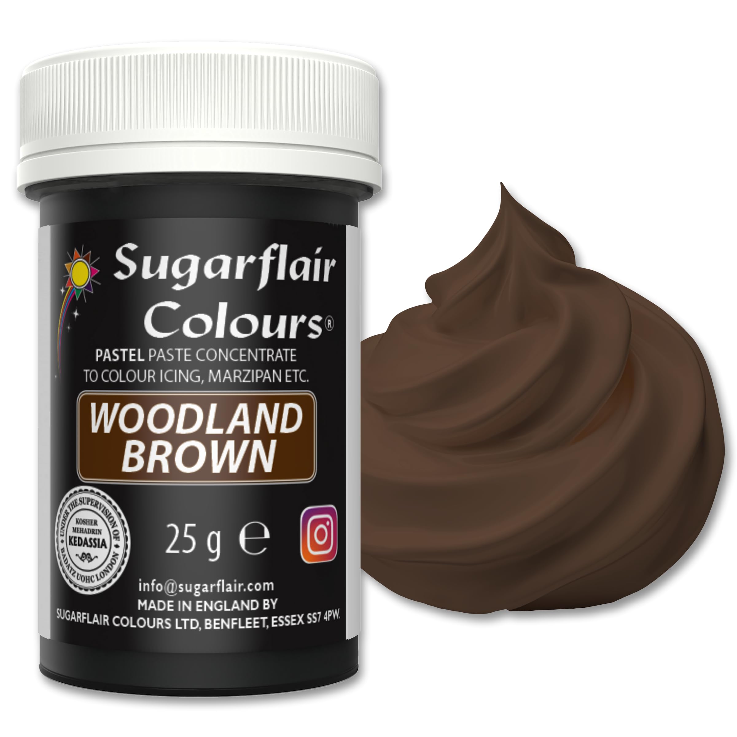 Sugarflair Pastel Woodland Brown Food Colouring Paste 25g - Concentrated Paste Food Dye for Cake Decorating, Fondant, Buttercream, Cake Batter and More - Vegan, Kosher, Bake-Stable