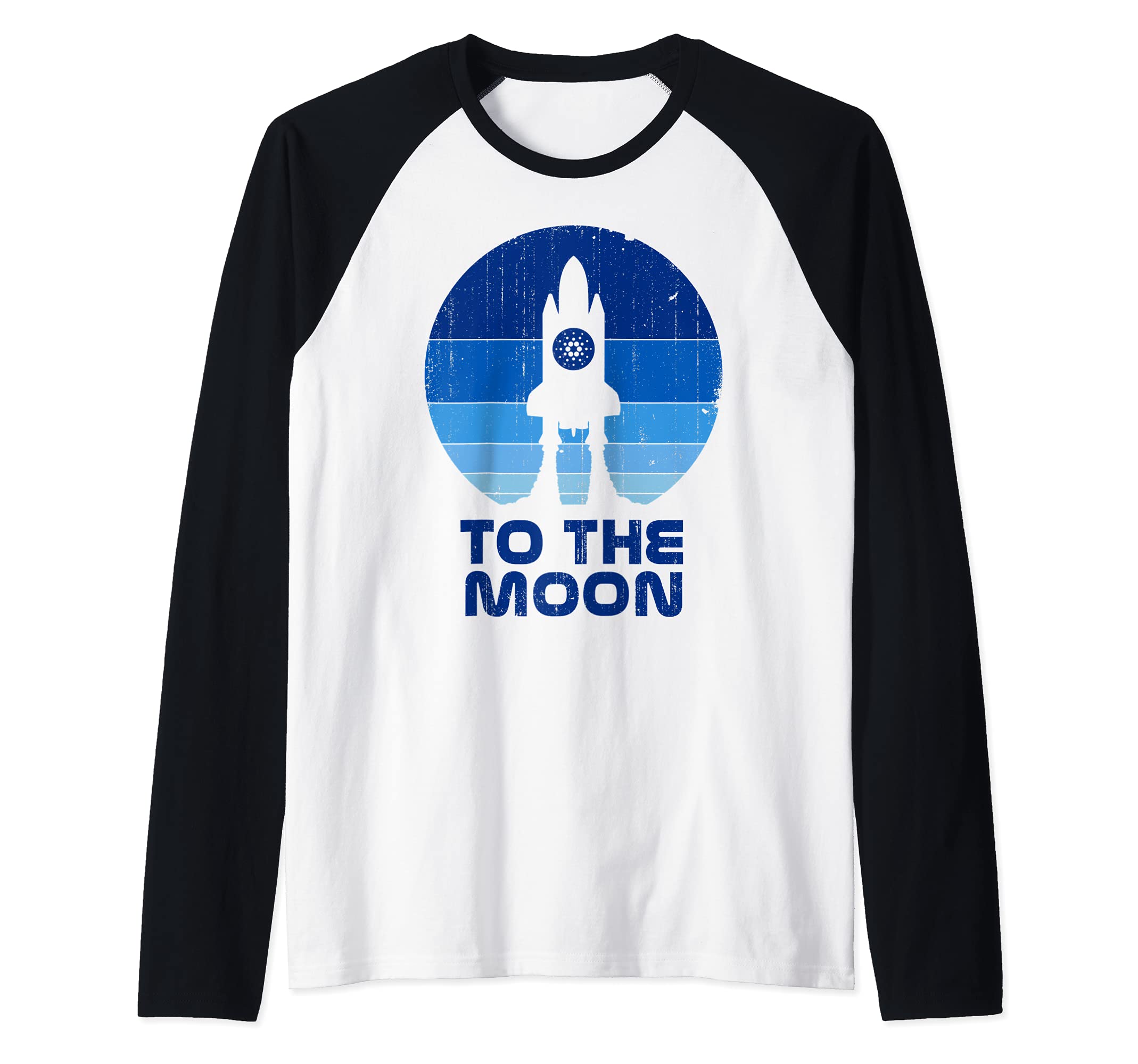 Cardano To The Moon ADA Crypto Currency Blockchain Retro Raglan Baseball Tee