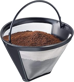 Westmark Dauer-Kaffeefilter, Für 8-12 Tassen Kaffee, Filtergröße 4, mit Edelstahlgewebe, Kunststoff, Schwarz/Silber, 24432260