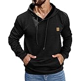 Aiyino Men's Hoodies Pullover Casaul Long Sleeve Drawstring Waffle Knit Hooded Sweatshirt with Kanga Pocket
