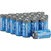 Amazon Basics 24-Pack Non-Rechargeable CR123A Lithium Batteries, 3 Volt, Up to 10-Year Shelf Life, 1550mAh