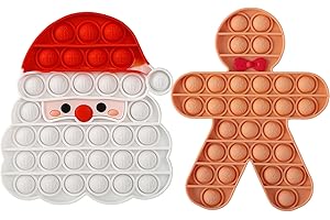 AIZIXIN Christmas 2 Pack Pop Bubble Fidget Sensory Toys,Santa Claus&Gingerbread Man Squeeze Sensory Toys, Christmas Novelty Gifts for Kids, Stress Relief and Anti-Anxiety Tools for Kids and Adults