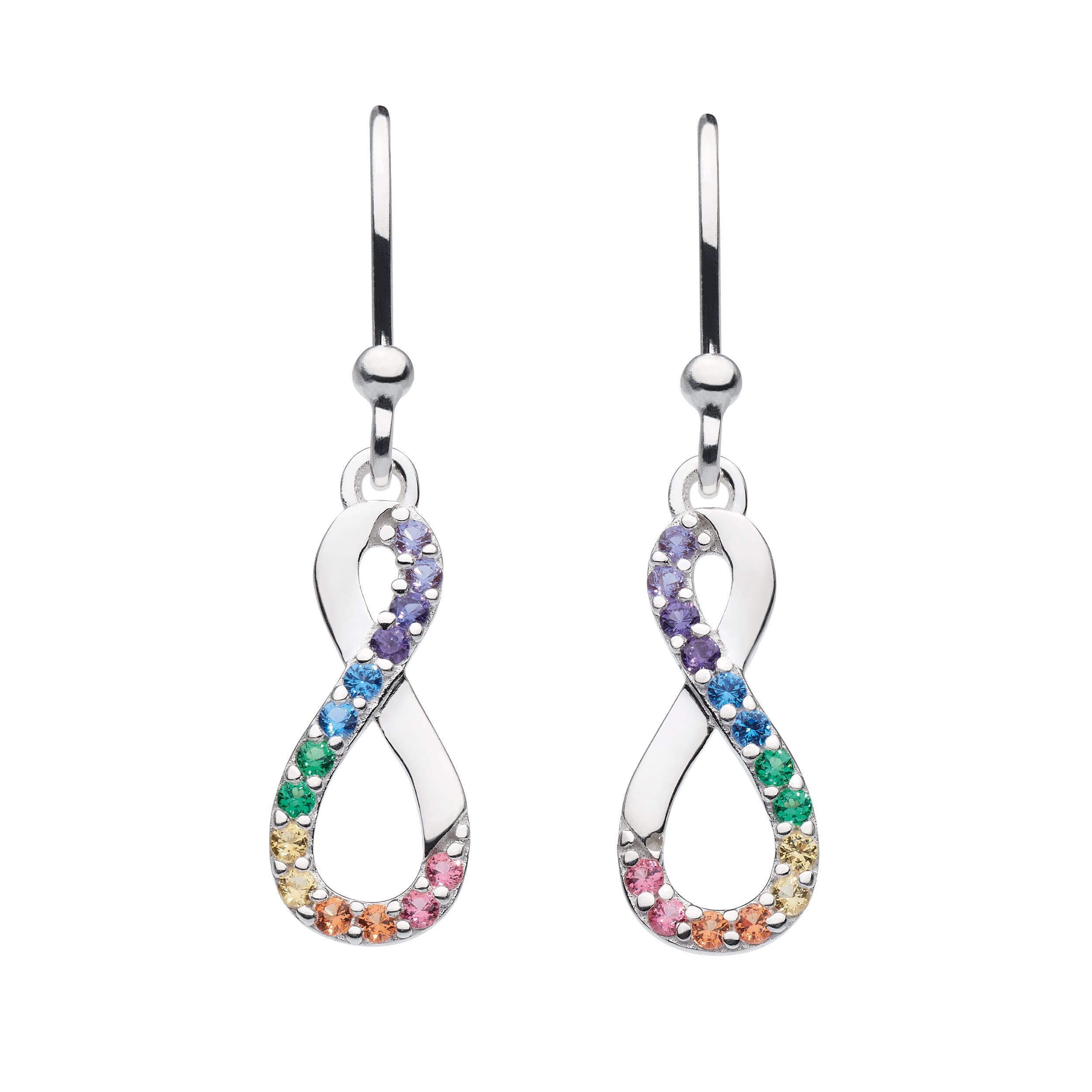 Dew Sterling Silver and Multi Colour Nano Gems Infinity Twist Drop Earrings