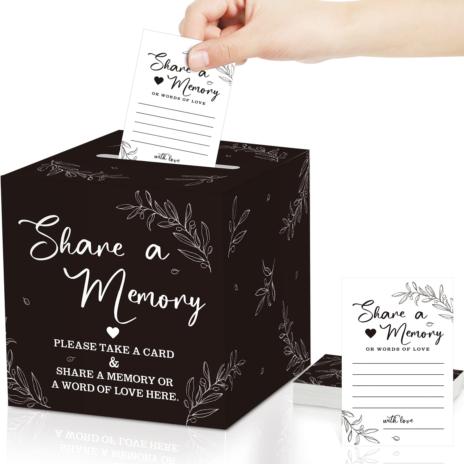 Photo 1 of Pajean 50 Pcs Share a Memory Cards for Collections of Life, Memory Cards Box for Guest Ideas Funeral Graduation Wedding Bridal Shower Birthday Anniversary Retirement(Black)