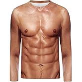 Goodstoworld Mens Halloween Tshirts Unisex Fake Muscle Hairy Chest Skeleton 3D Printed Shirts S-XXL