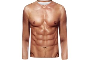 Goodstoworld Mens Halloween Tshirts Unisex Fake Muscle Hairy Chest Skeleton 3D Printed Shirts S-XXL