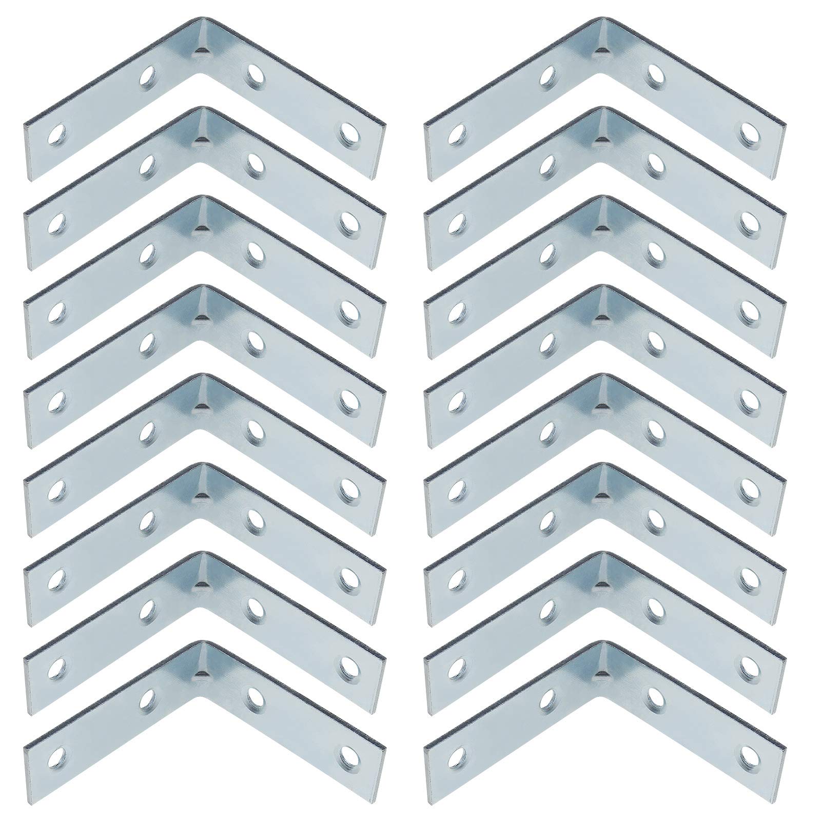 Create idea 50Pcs 2Inch 90 Degree Angle Brace Brackets L Shaped Corner Joining Plates Zinc Plated for Furniture Shelf Support - 50x50x15x1.5mm
