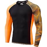USKOY Men's Rash Guard Long Sleeve UPF 50+ Base Layer Skins Compression Shirt Performance Fit