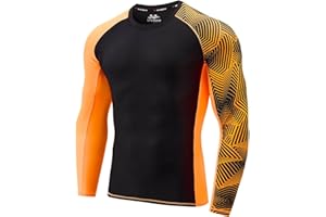 USKOY Men's Rash Guard Long Sleeve UPF 50+ Base Layer Skins Compression Shirt Performance Fit