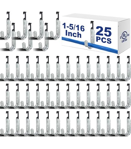 Prime Cable Management J-Hooks - 3/4" Metal Cable Hangers With Clip For Ceiling & Beam Mount (25 Pack)