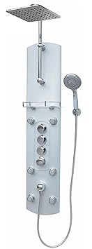 Thermostat Duschpaneel Brausepaneel Duschsäule Duschsystem große Regendusche eckige Regenwald Dusche mit 6 Massagedüsen aus A