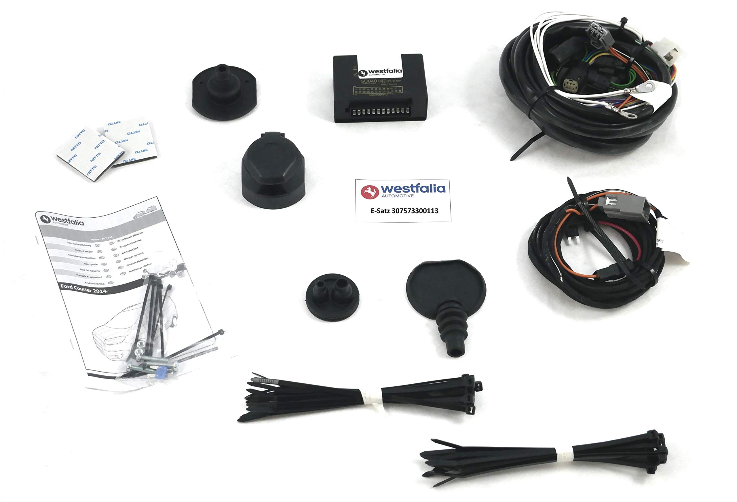 13-pin wiring kit and vehicle-specific for Ford Transit Courier (from 06/2014), Ford Tourneo Courier (from 06/2014).