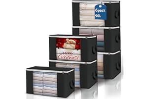 Large Storage Bags 6 Pack Clothes Storage Bins Foldable Closet Organizers Storage Containers with Sturdy Handles Thick Fabric