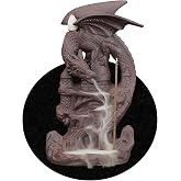 Dragon Backflow Incense Burner Handmade Ceramics Ornamen Statue Fountain Home Decor Waterfall Incense Holder, with 10 Backflow Incense Cones and 1Mat