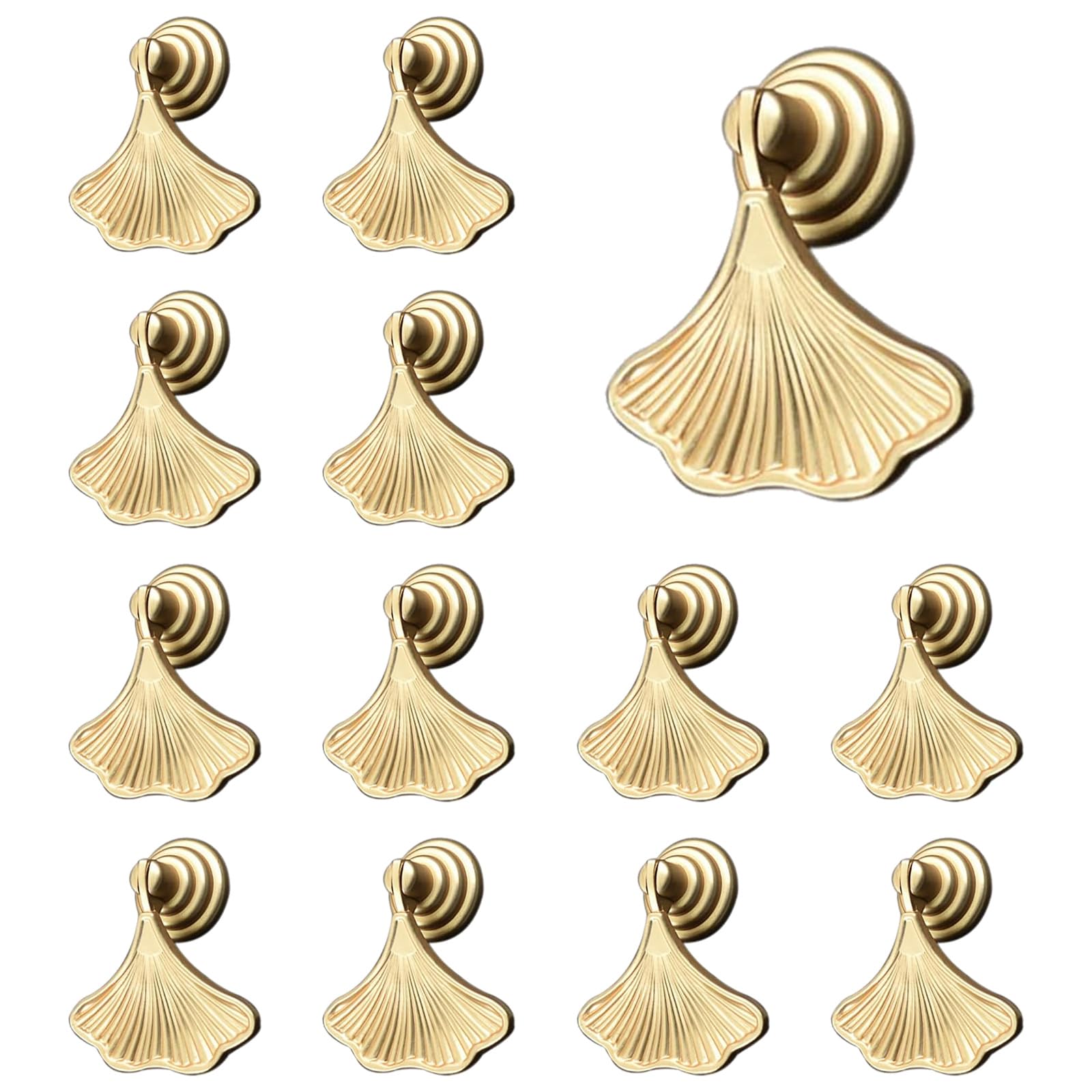 Photo 1 of MOROBOR Ginkgo Leaf Shape Knob Handles, 12 PCS Golden Drop Pendant Pull Handle,Hardware Drawer Single Hole Handle for Wardrobe Cupboard Closets Cupboard