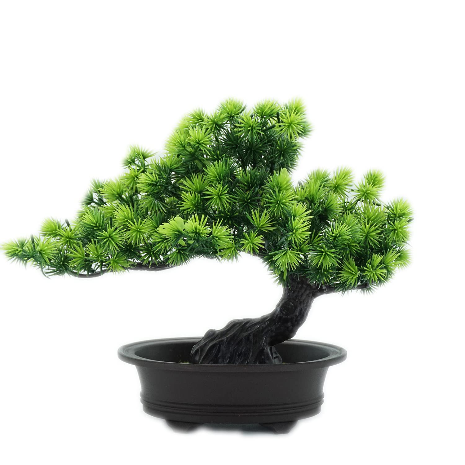 Verve Jelly Artificial Bonsai Tree,9.1INCH Simulation Pine Tree Potted Plant, Desk Display Potted Plant,Fake Bonsai Tree Pot Ornaments Green Plant for Office Home DIY Decor