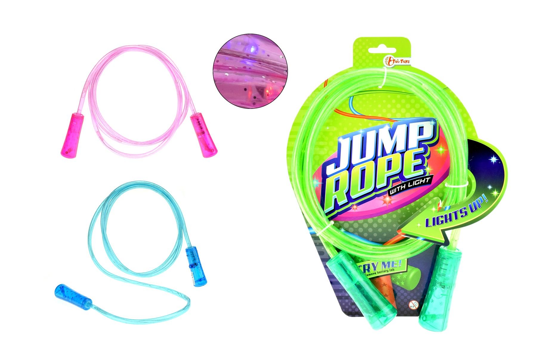 Toi-Toys 68020Z Jump Rope with Light - 3 Assorted Batteries Included - Electronic Toys - Multi-Coloured