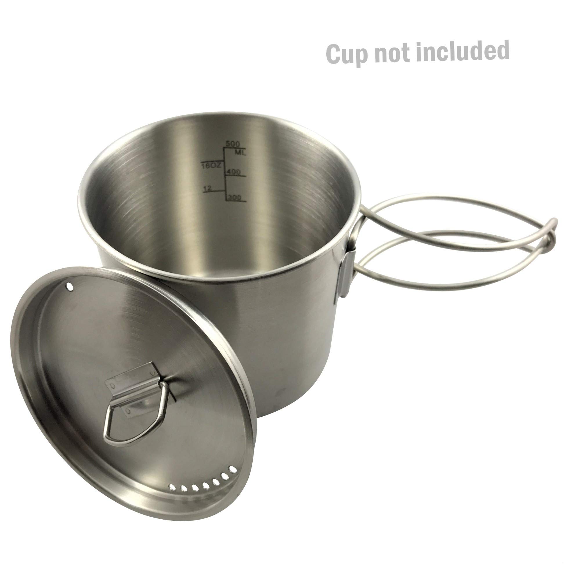 DZO Universal Cup Lid, Stainless Steel Fits Most Camping, Hiking and Backpacking Cups Turn