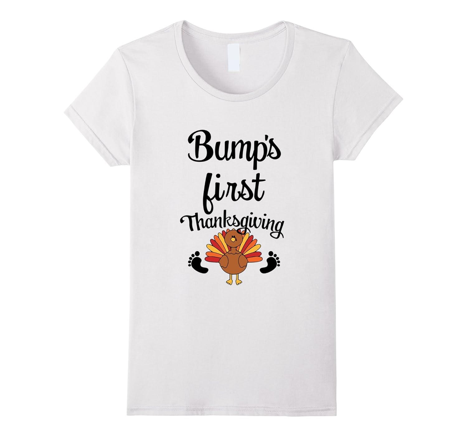 Womens Bump's First Thanksgiving cute Mom to be Baby T-shirt-Rose