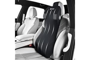 FLORICH Lumbar Support with Car Headrest Pillow 2-in-1 Memory Foam Car Seat Headrest & Lumbar Cushion Ergonomic Back Support Pillow Seat Cushion for Car Seat Driving Neck Back Pain Relief, Black