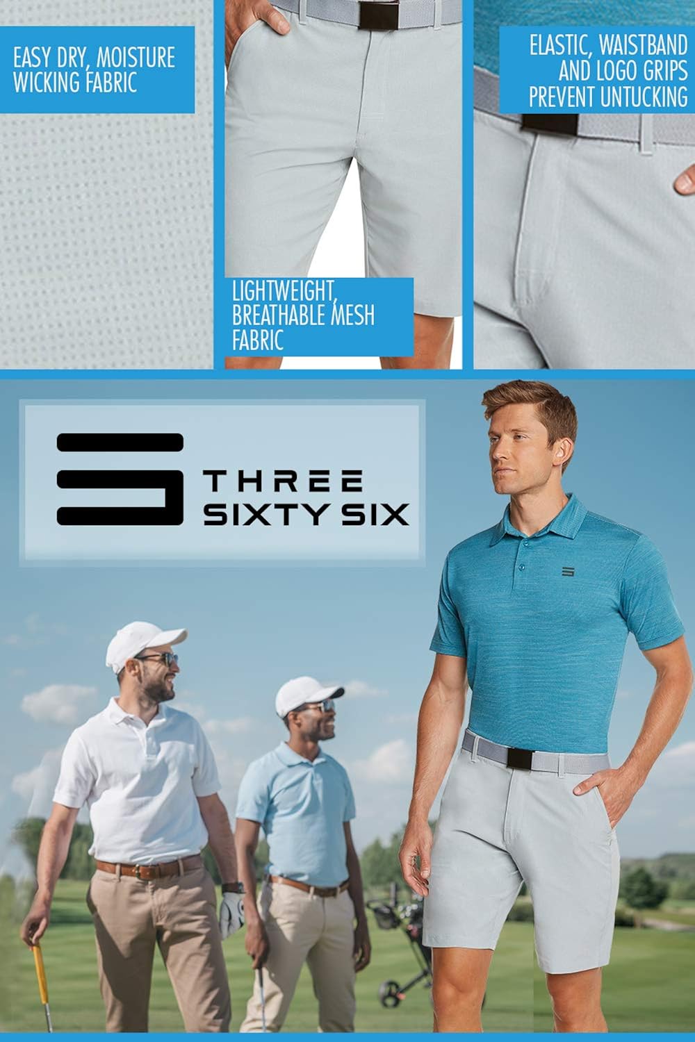 Mens Dry Fit Golf Shorts - Quick Dry Casual Chinos w/Elastic Waist, 10" Inseam : Clothing