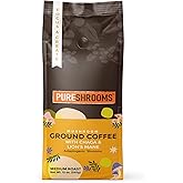 PureShrooms Focus & Create Mushroom Coffee – Ground Arabica Blend with Organic Lion's Mane & Chaga for Enhanced Focus, Memory, and Immune Support – 340g