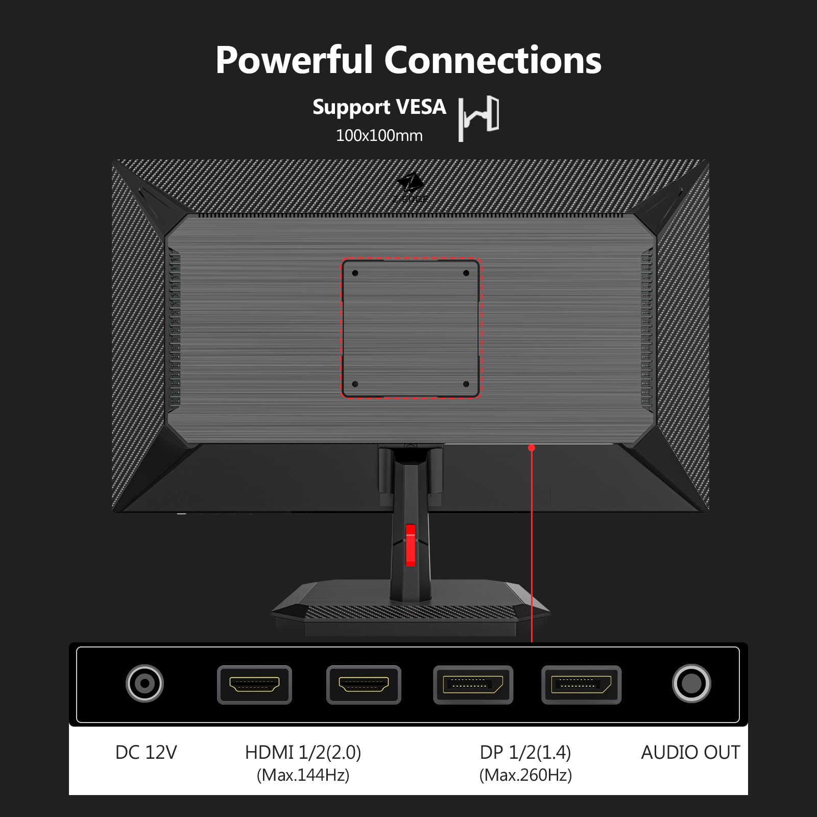 Z-Edge 27 Zoll 260Hz QHD Gaming Monitor (Unterst. 240Hz) 1ms MPRT, 2K 2560x1440 IPS Panel, LED Monitor, 350cd/m² Helligkeit, HDR10, FreeSync, DisplayPort (260Hz 240Hz), HDMI (144Hz), Schwarz 5