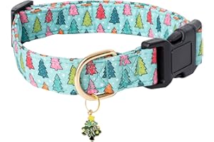 Faygarsle Green Dog Collar with Charm Design Christmas Theme Pattern for Small, Medium, Large Dogs - Cute, Stylish Collar for Girl, Boy Dogs
