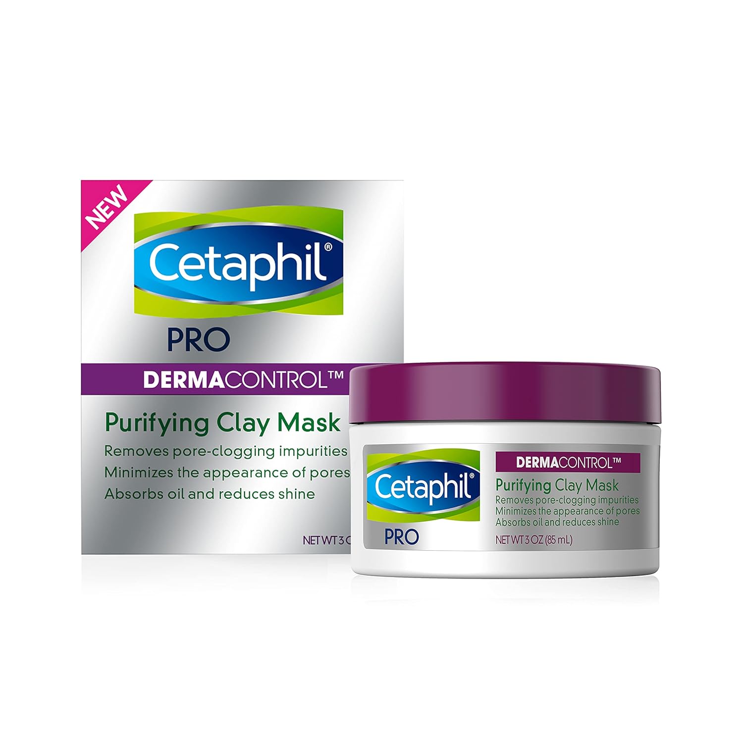 Clay Mask by Cetaphil Pro, Dermacontrol Purifying Clay Face Mask with Bentonite Clay for Blackheads and Pores, Designed for Oily, Sensitive Skin, 3 oz: Beauty