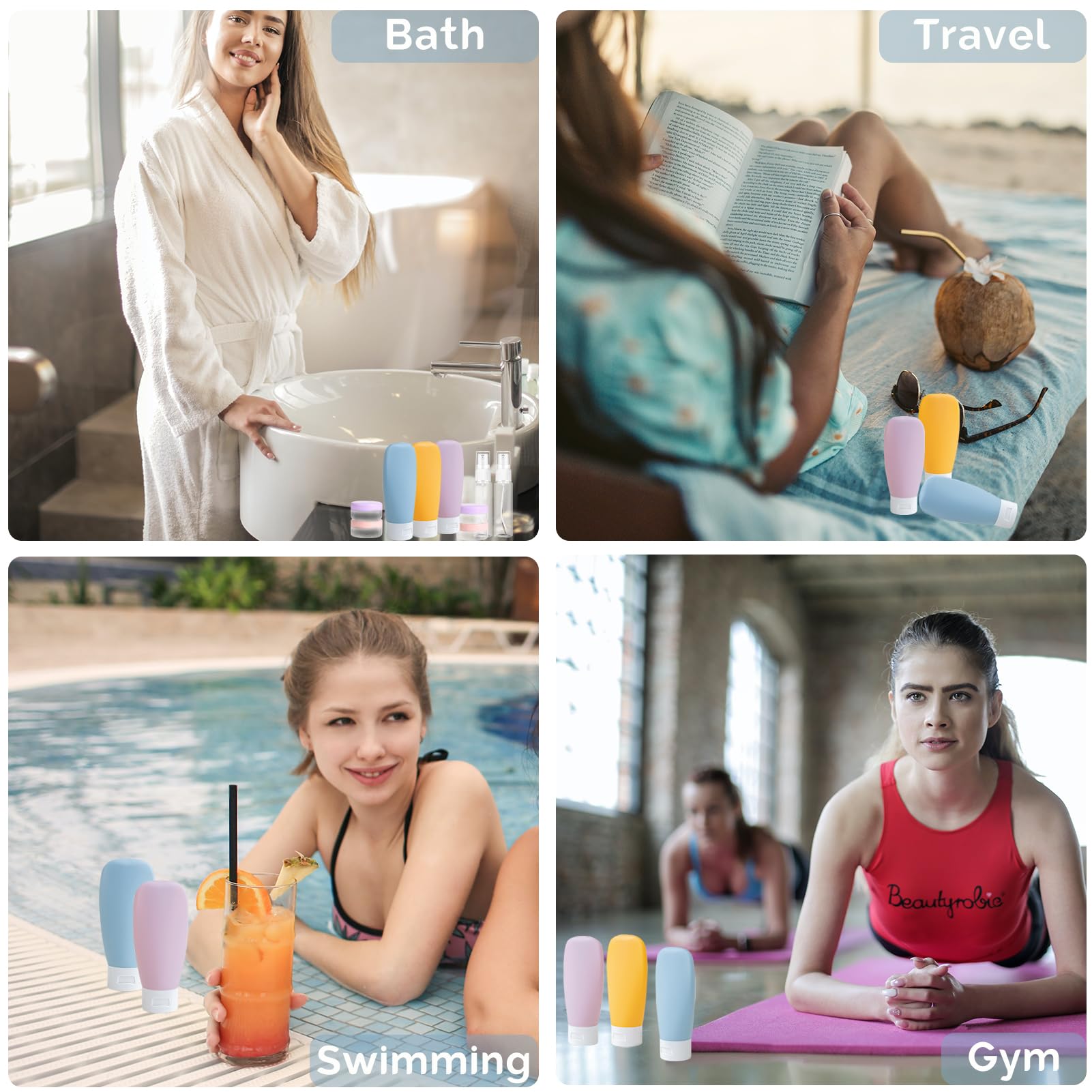 20 Pack Travel Bottles Set for Toiletries TSA Approved, Leak Proof Travel Size Containers Kit Portable Refillable Travel Accessories for Shampoo Conditioner Lotion Liquids (Multi-color)