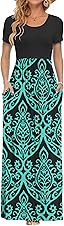 AUSELILY Women's Classic Short Sleeve Loose Plain Casual Long Maxi Dresses for Women 2026