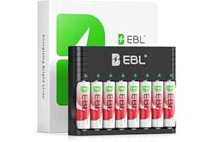 EBL 3000mWh 8 Pack Rechargeable AA Batteries with Charger, 1.5V Pre-Charged Double A Li-thium Battery, 1600 Cycles Long Lasti
