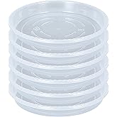 OVZILKI Plant Saucer 6 Pack of 12 inch, Clear Plastic Flower Plant Pot Saucer, Heavy Duty Plant Drip Trays Saucers for Indoor, Plant Water Tray for Planters