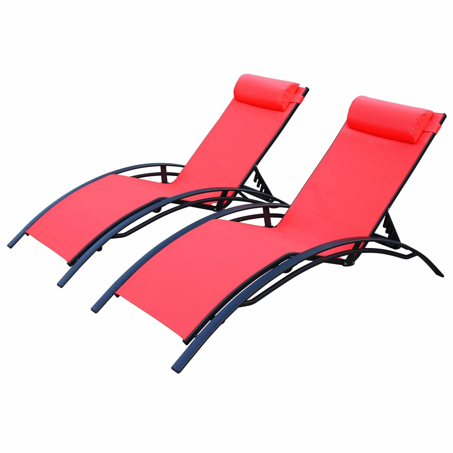 Alice's Garden 2 Aluminium and textilene sun loungers reclining