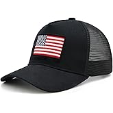 Wodeal American Flag Trucker Hat for Men Women, Adjustable Snapback Mesh USA Flag Baseball Cap