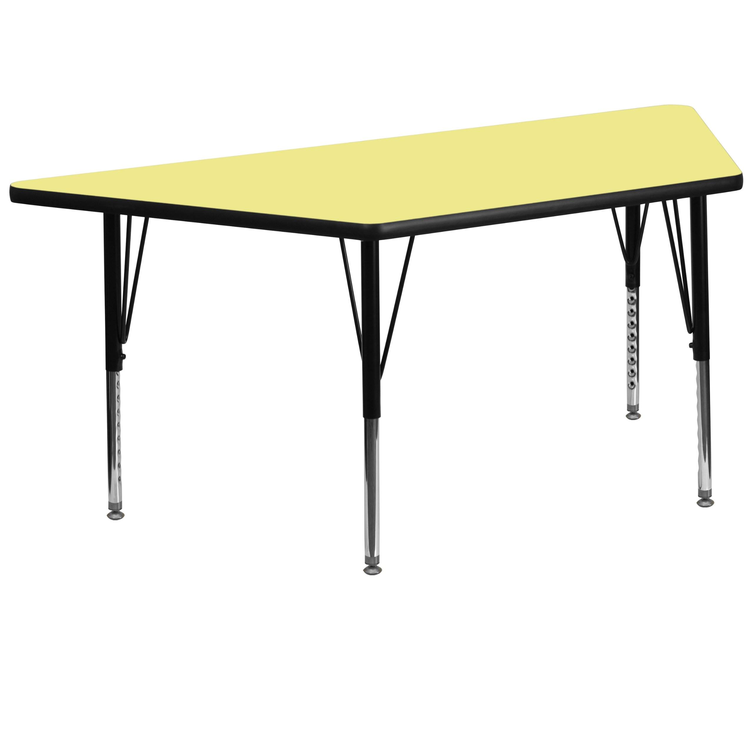 Photo 1 of ****ONLY LEGS***
Flash Furniture Wren 29''W x 57''L Trapezoid Yellow Thermal Laminate Activity Table - Height Adjustable Short Legs