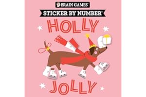 Brain Games - Sticker by Number Compact Edition: Holly Jolly | 7x7 Inches | Christmas Stocking Stuffer, Travel Size Activity 